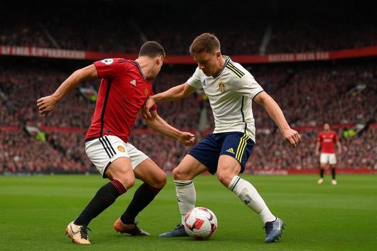 Actiebeeld uit Manchester United tegen Leeds United in de Premier League
