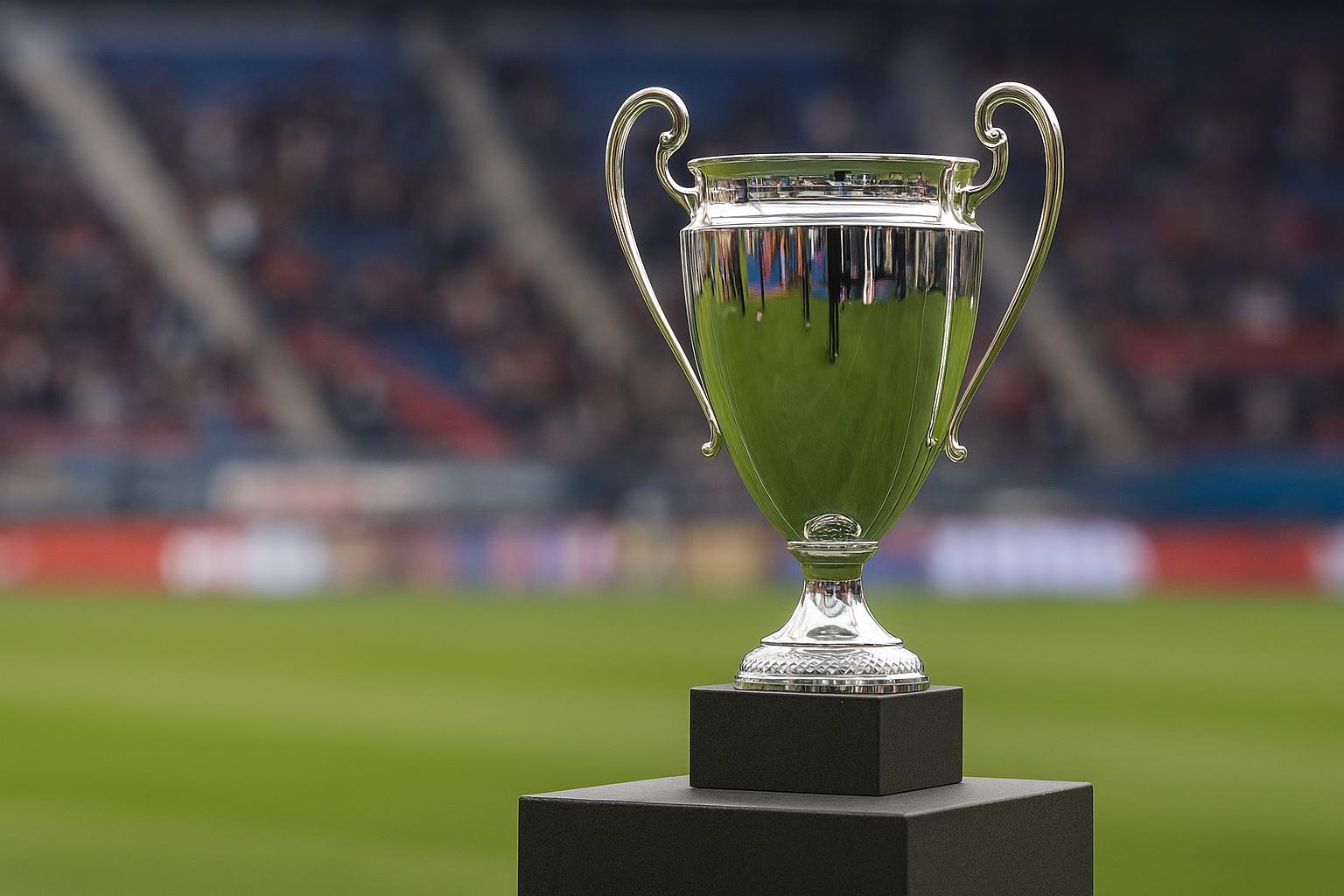 Een neutrale foto van een trofee in een Belgische voetbalcontext, zonder herkenbare gezichten