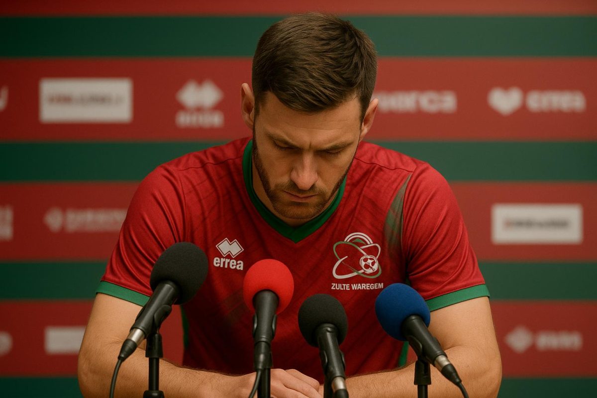 Jelle Vossen van Zulte Waregem langs de zijlijn tijdens een wedstrijd
