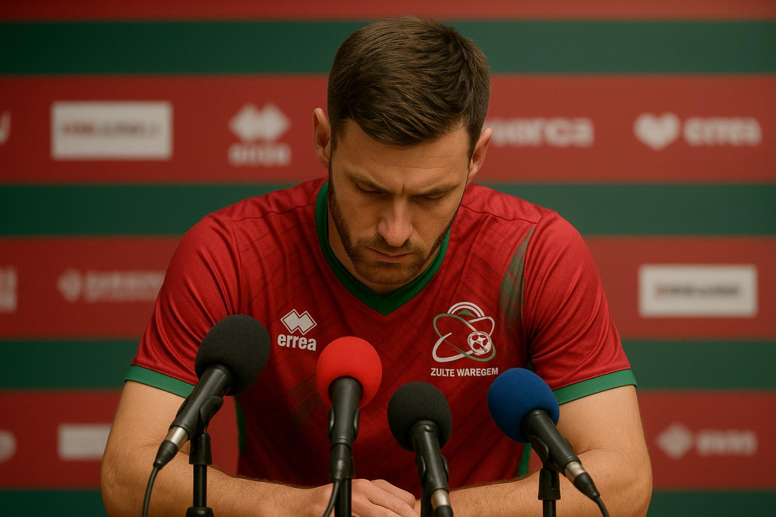 Jelle Vossen van Zulte Waregem langs de zijlijn tijdens een wedstrijd