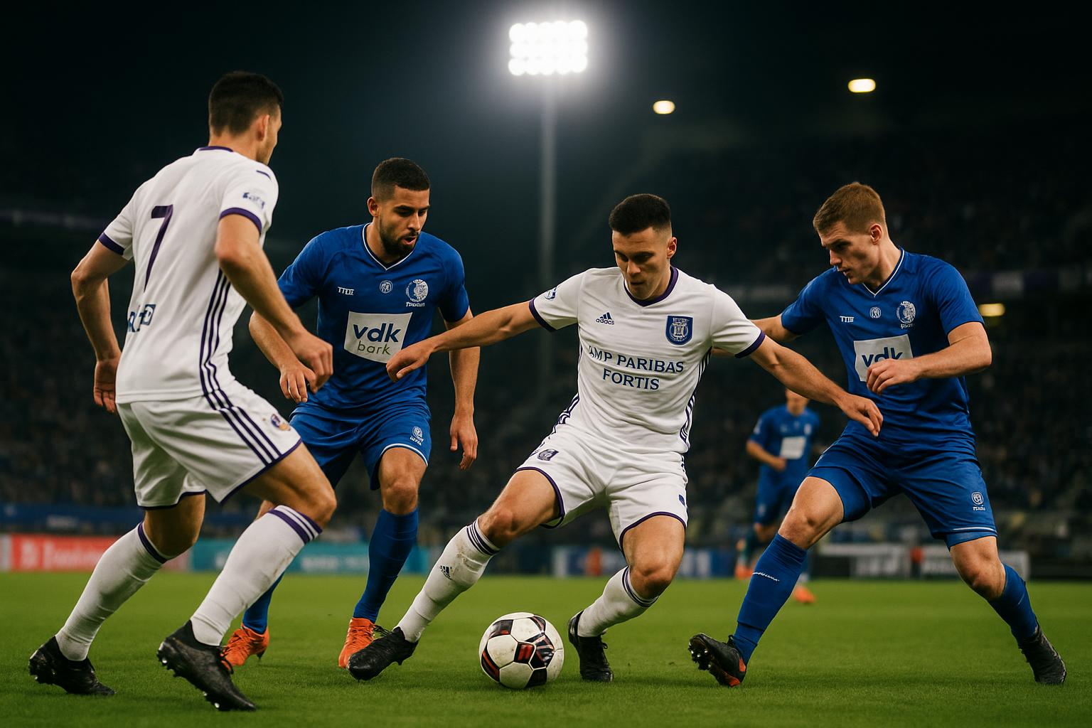 Wedstrijdbeeld van Anderlecht tegen KAA Gent in de Jupiler Pro League.