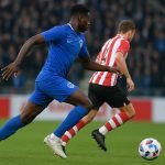 Robin Mirisola van KRC Genk in actie tijdens een wedstrijd