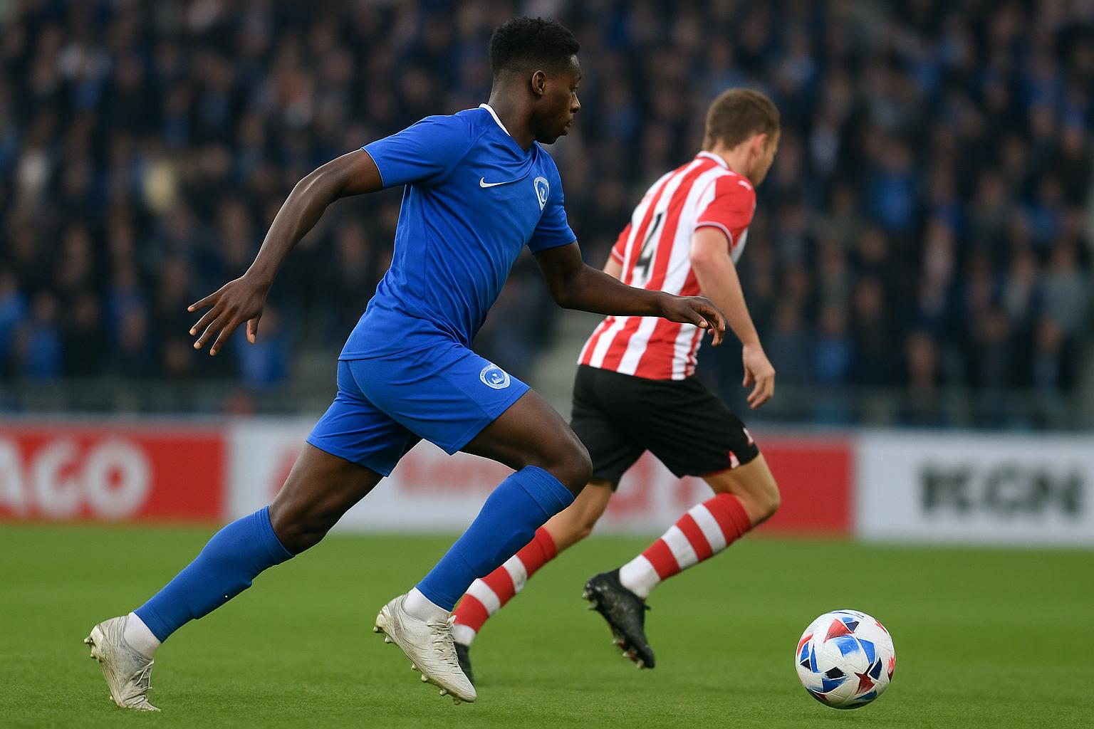 Robin Mirisola van KRC Genk in actie tijdens een wedstrijd