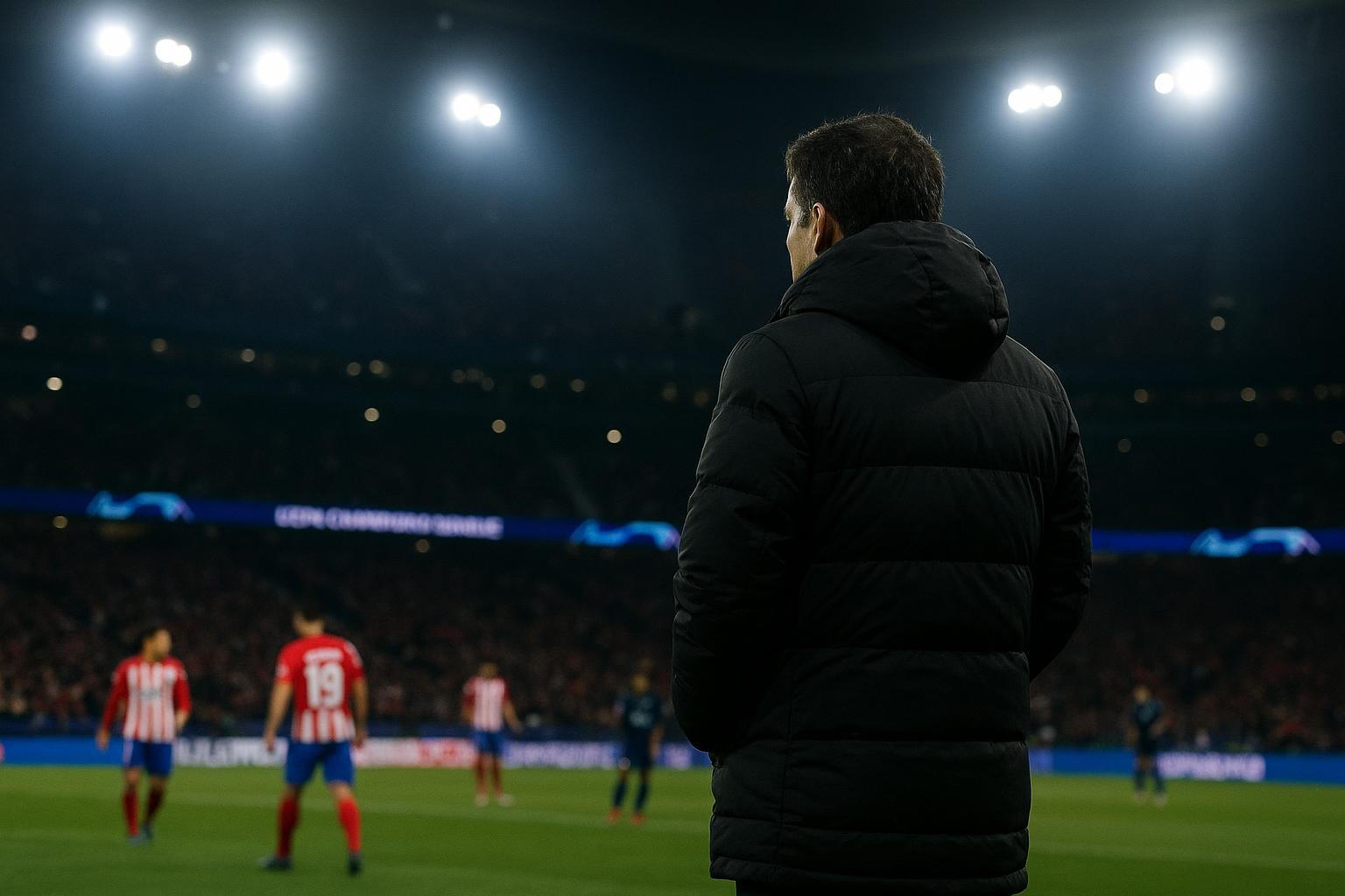 Diego Simeone langs de zijlijn bij Atlético Madrid in de Champions League