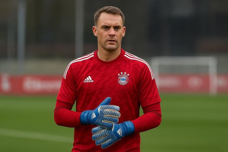 Doelman Manuel Neuer van Bayern München tijdens een trainingsmoment