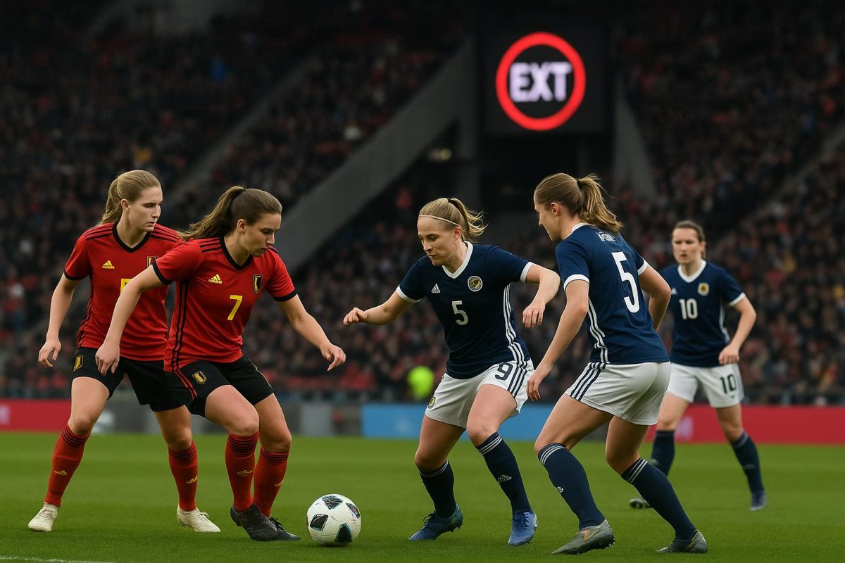 Actiefoto van de Red Flames tijdens de uitmatch tegen Schotland