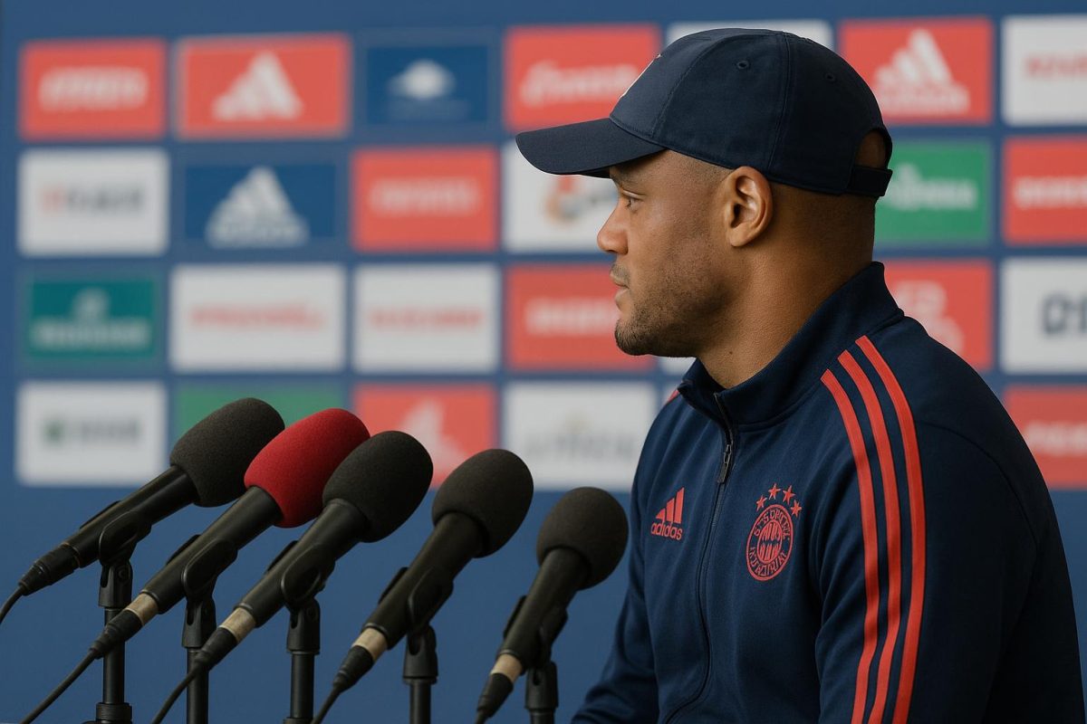 Vincent Kompany spreekt de pers toe in aanloop naar Bayern Mfcnchen tegen Real Madrid
