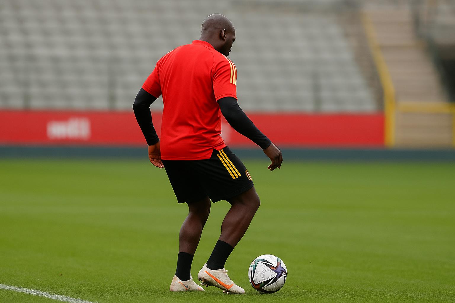 Romelu Lukaku tijdens een training met de Belgische nationale ploeg