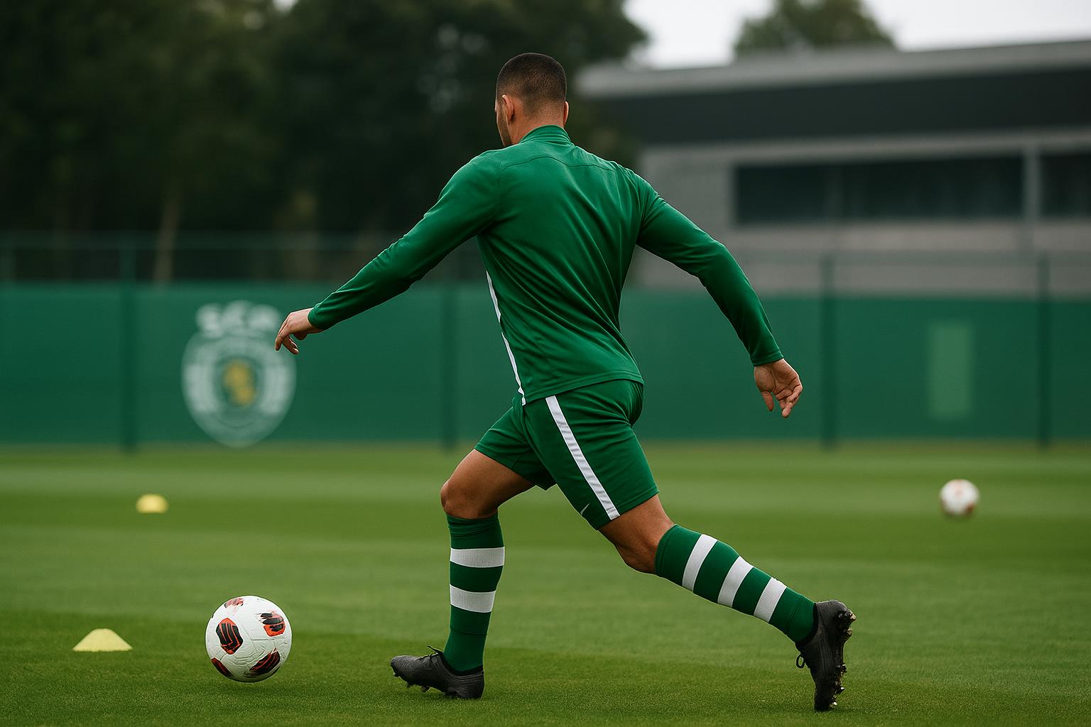 Zeno Debast tijdens een trainingsmoment bij Sporting CP