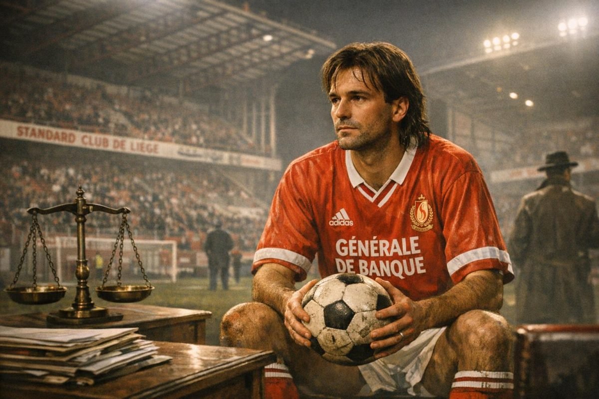 Jean-Marc Bosman in een nostalgische voetbalsetting uit de jaren 90