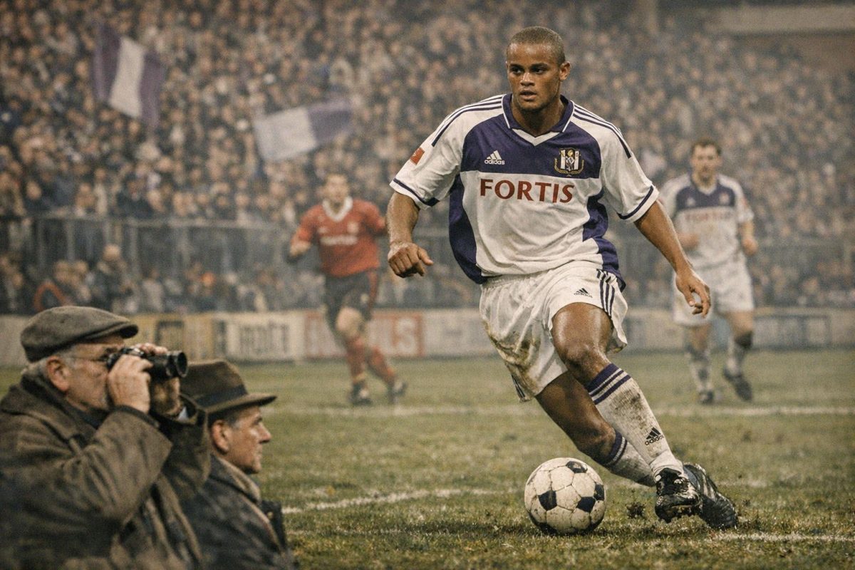 Jonge Vincent Kompany in Anderlecht-shirt tijdens zijn doorbraak