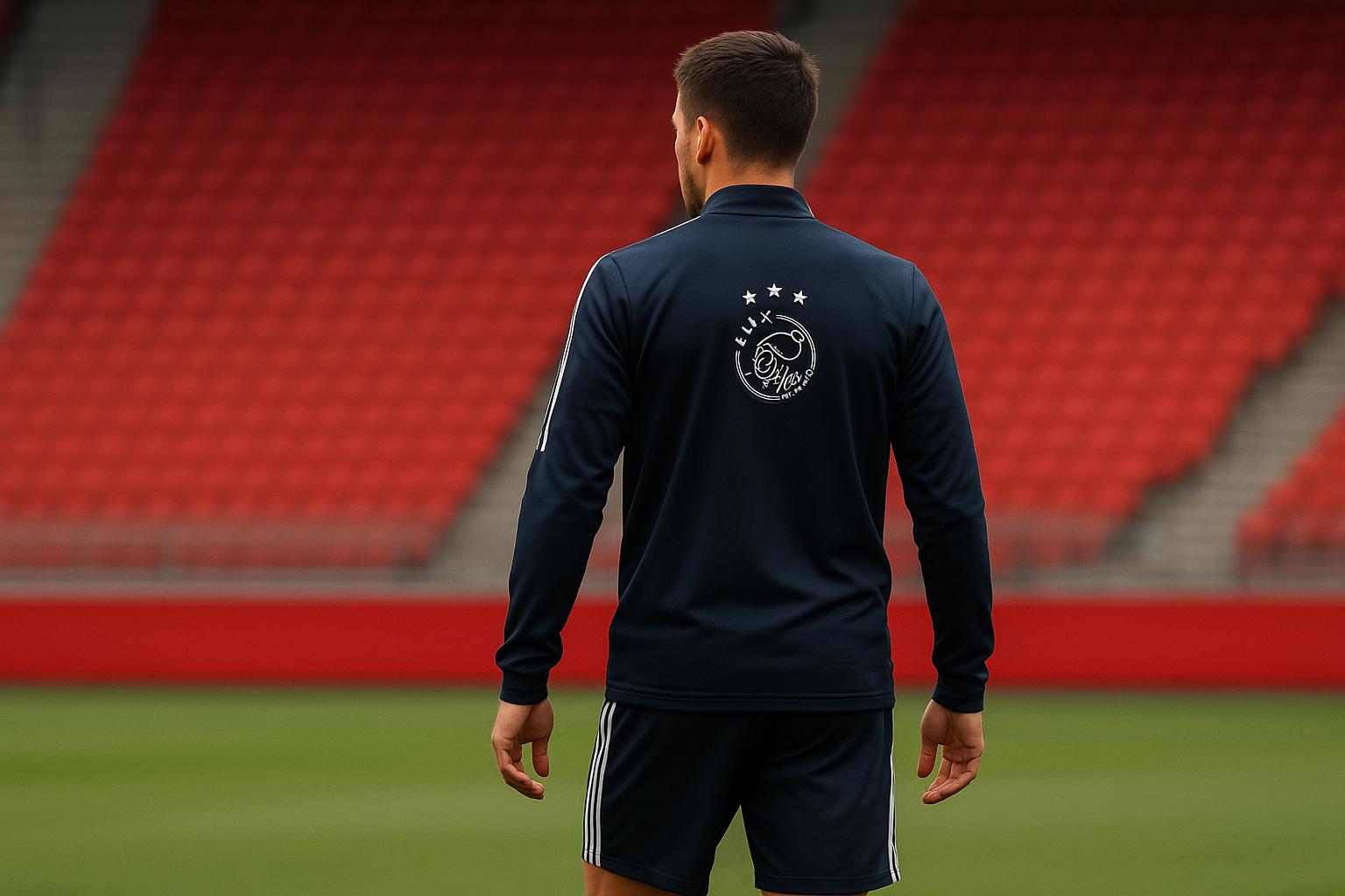 Mika Godts van Ajax tijdens een trainingsmoment in het stadion