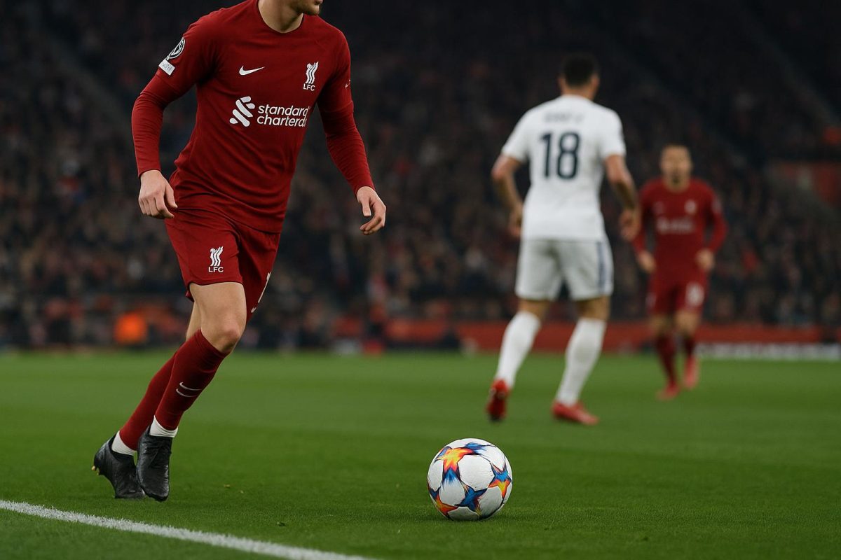 Arne Slot langs de zijlijn tijdens Liverpool-PSG in de Champions League.
