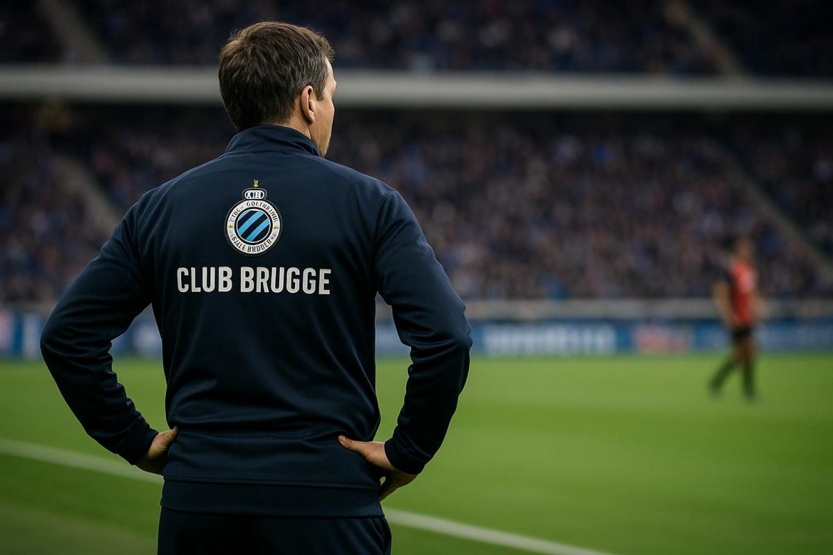 Ivan Leko langs de zijlijn bij Club Brugge met focus op organisatie en defensieve afspraken.