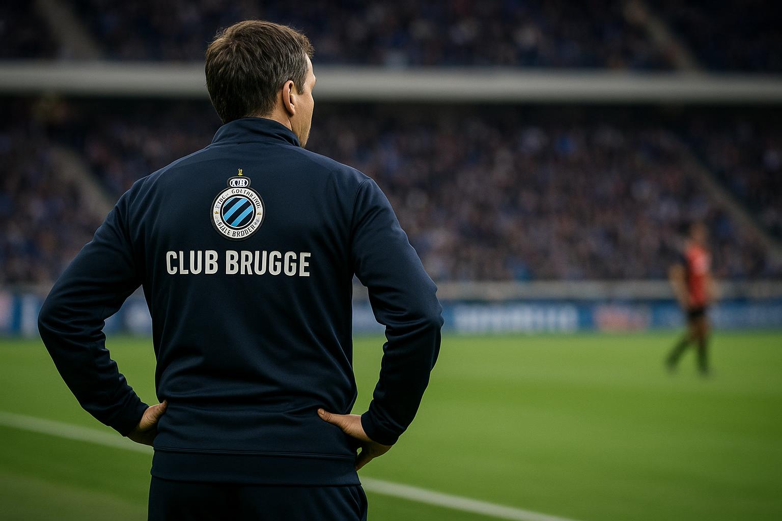 Ivan Leko langs de zijlijn bij Club Brugge met focus op organisatie en defensieve afspraken.