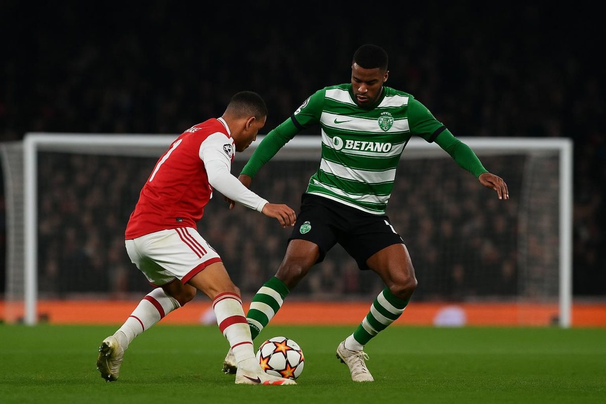 Sfeermoment in het stadion tijdens Arsenal tegen Sporting Portugal in de Champions League