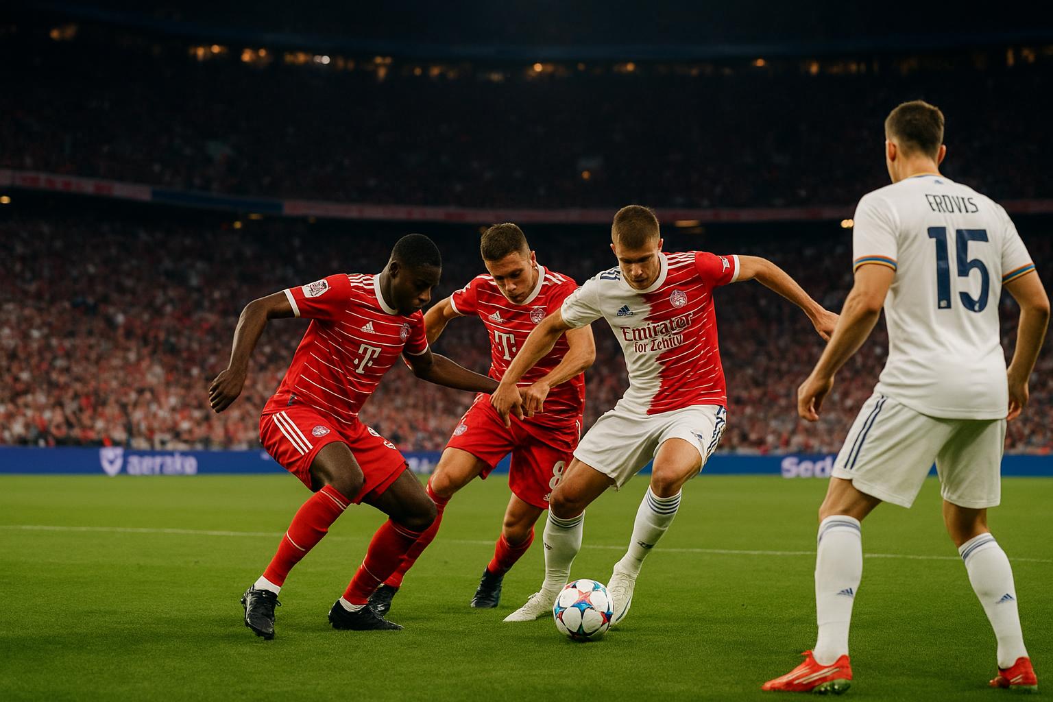 Actiefoto uit Bayern München tegen Real Madrid in de Champions League in de Allianz Arena.