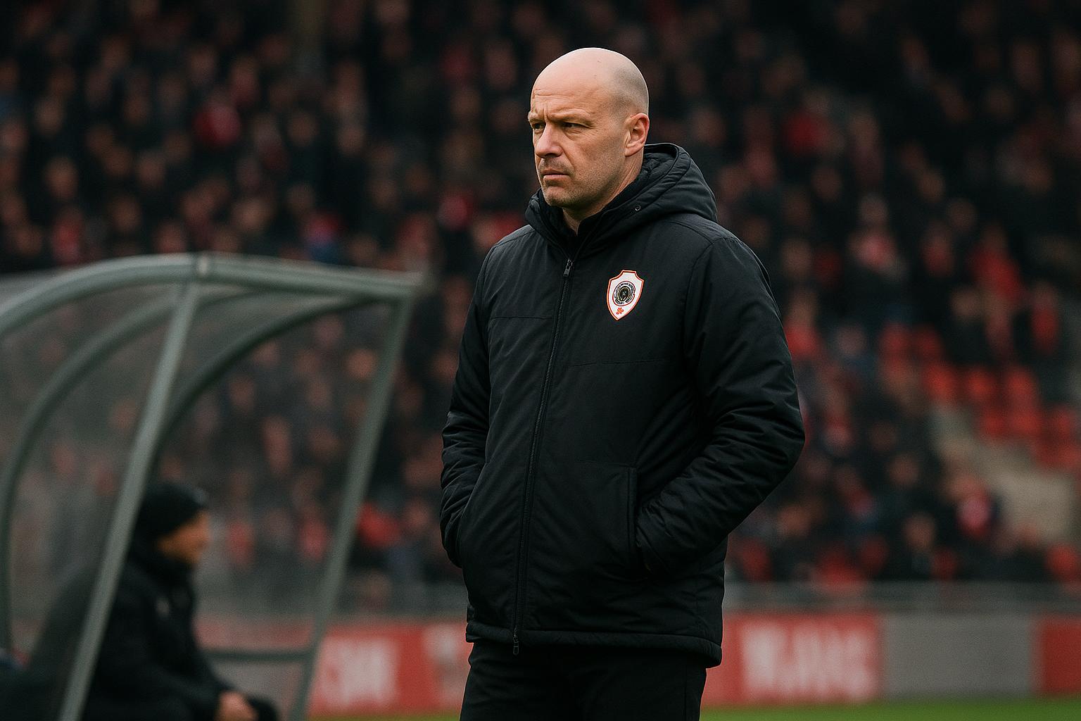 Joseph Oosting langs de zijlijn als coach van Royal Antwerp FC