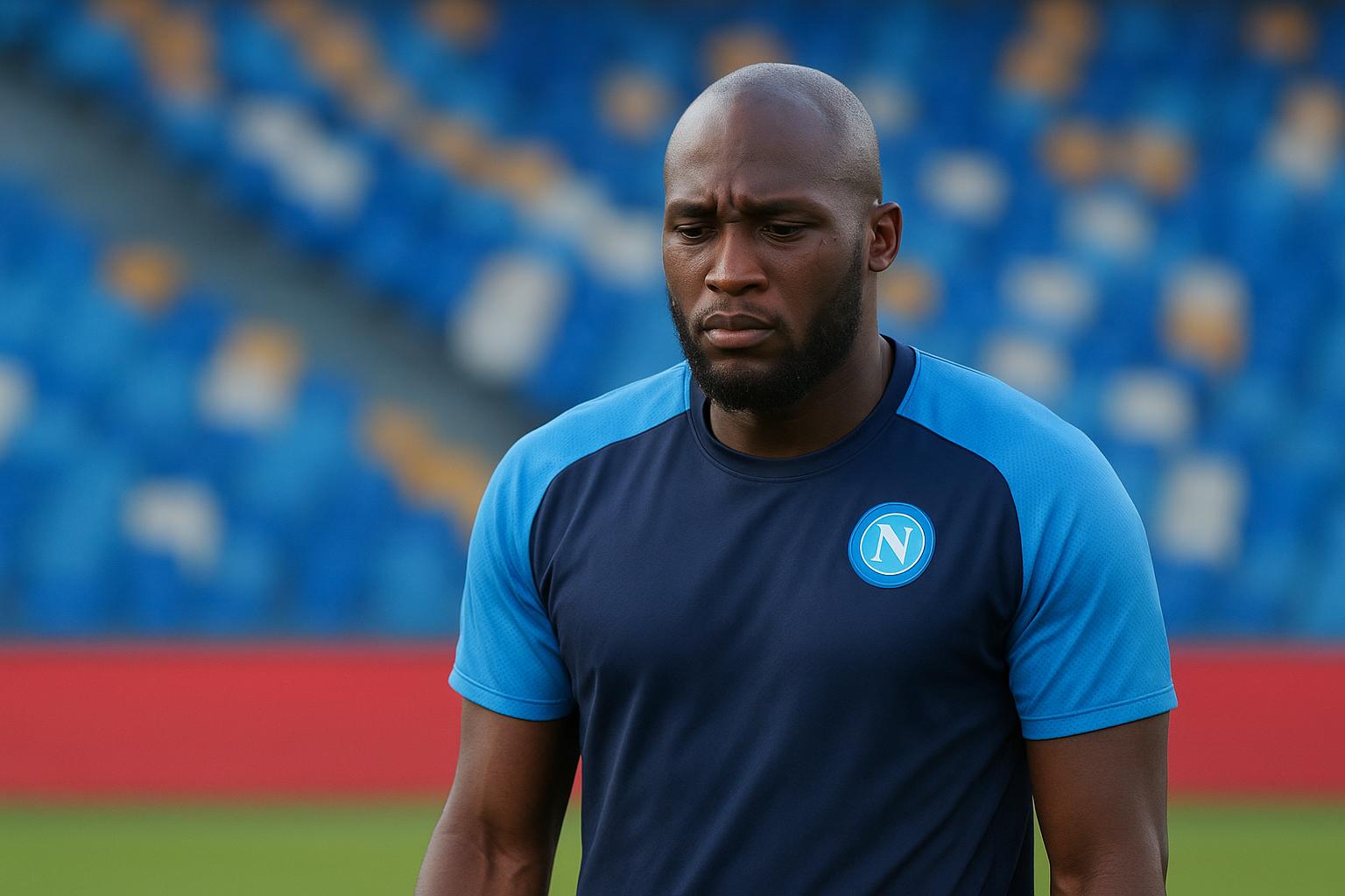 Romelu Lukaku op training in Napoli-context, met onherkenbaar gezicht
