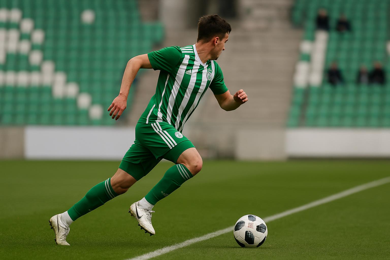 Actiebeeld van een winger van Györi ETO FC tijdens een wedstrijd