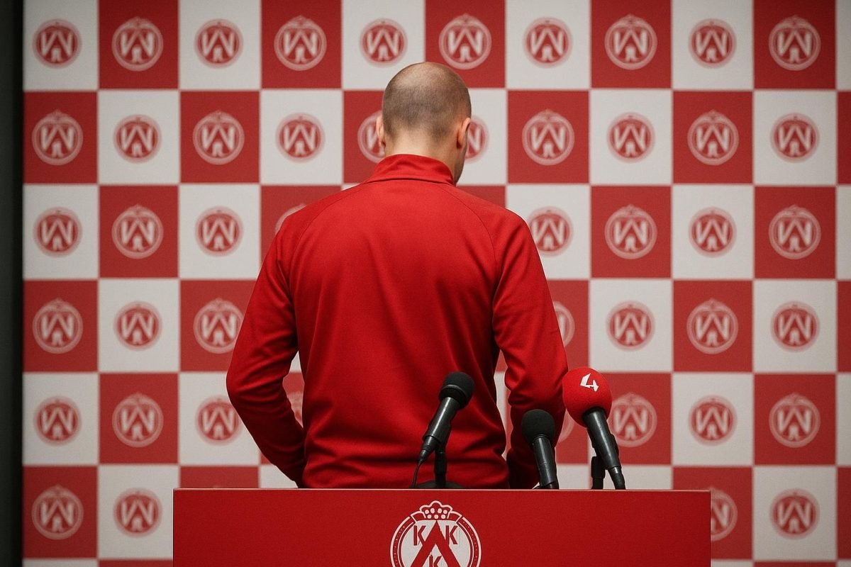 Michiel Jonckheere van KV Kortrijk in een sportieve context na de promotie naar 1A
