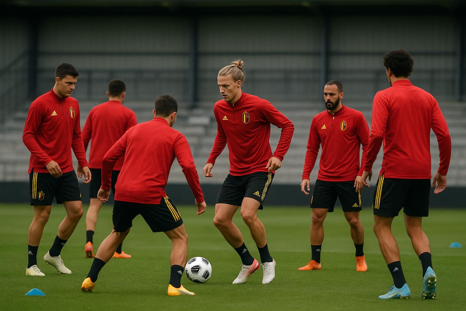 Spelers van de Rode Duivels op training in aanloop naar het WK 2026