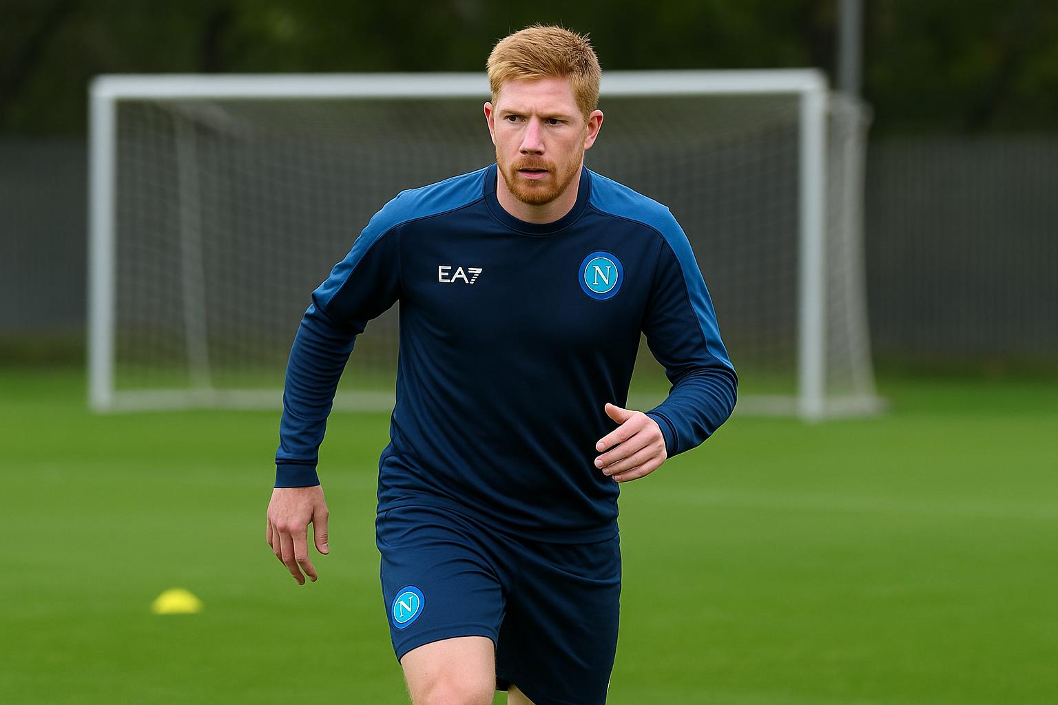 Kevin De Bruyne in Napoli-tenue tijdens een trainingsmoment in Napels