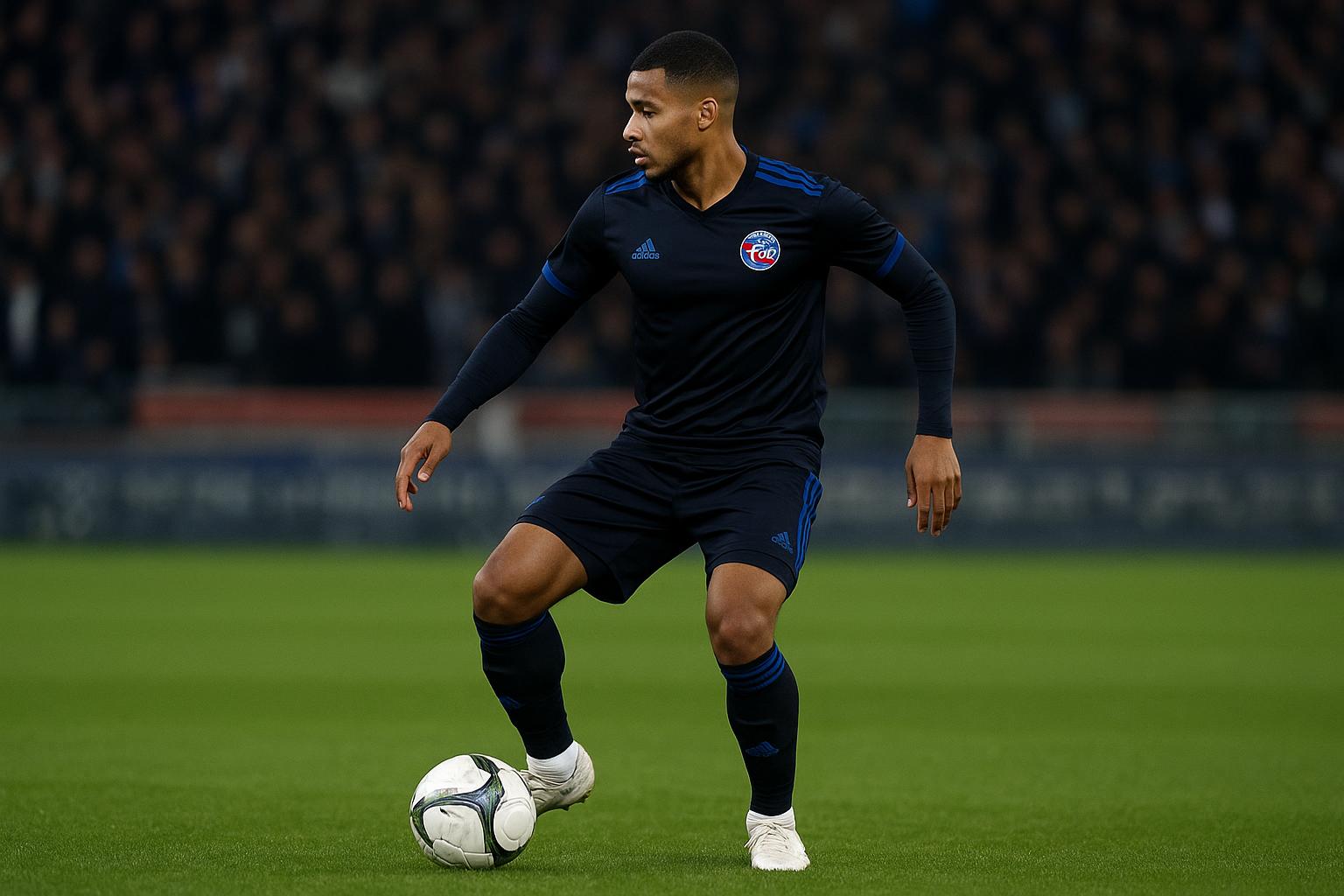 Diego Moreira in actie bij Strasbourg tijdens een Europese wedstrijd