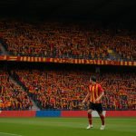 Supporters van KV Mechelen in het stadion Achter de Kazerne tijdens een wedstrijd