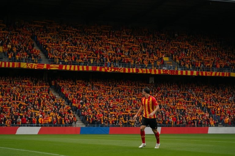Supporters van KV Mechelen in het stadion Achter de Kazerne tijdens een wedstrijd