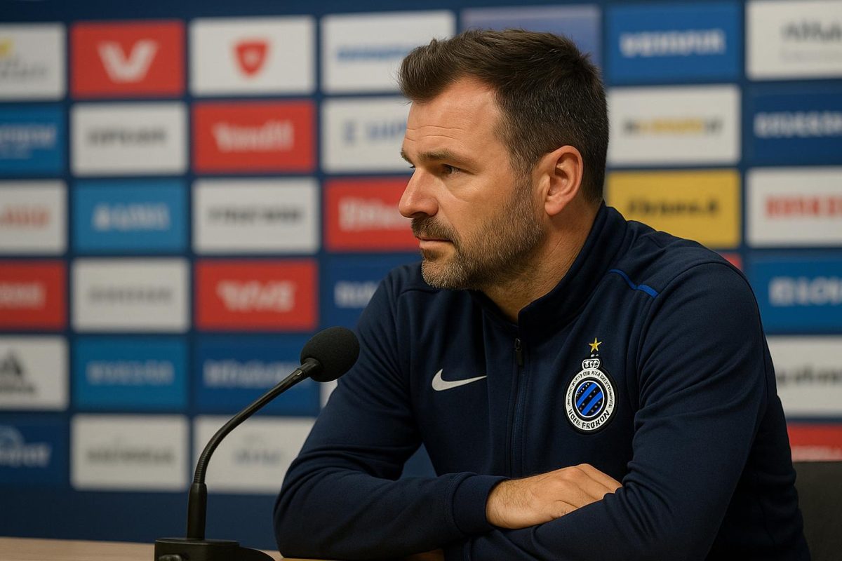 Ivan Leko tijdens een persmoment van Club Brugge in aanloop naar de topper tegen Union in de Champions' Play-Offs.