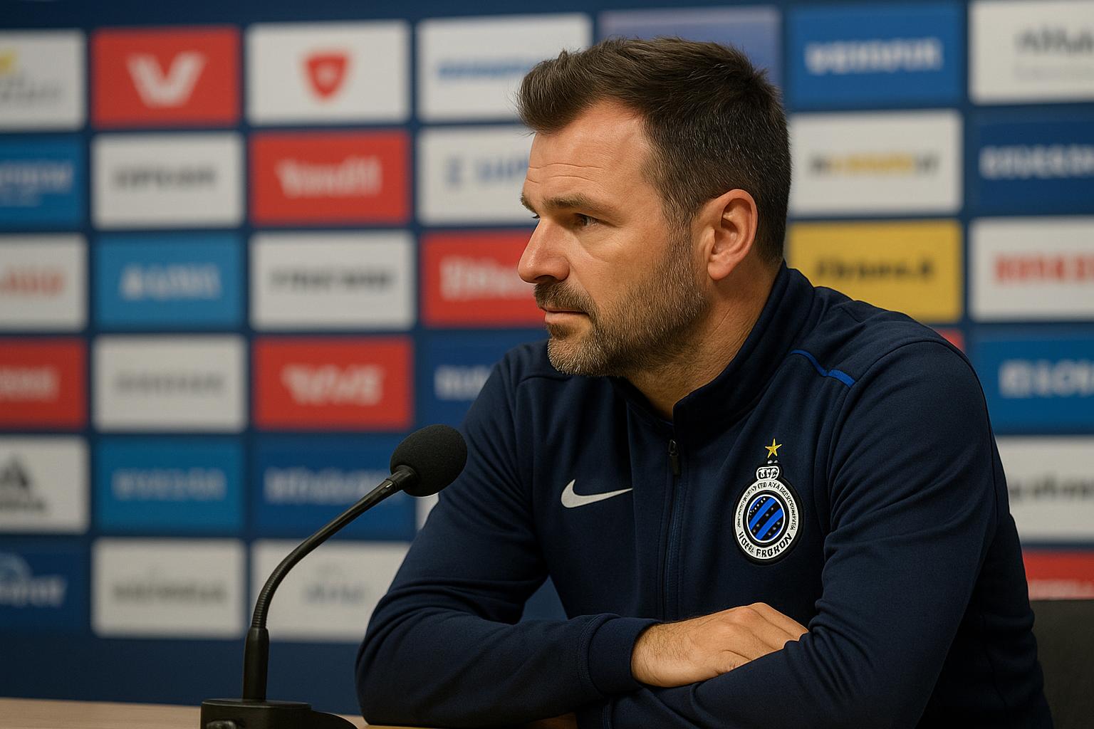 Ivan Leko tijdens een persmoment van Club Brugge in aanloop naar de topper tegen Union in de Champions' Play-Offs.
