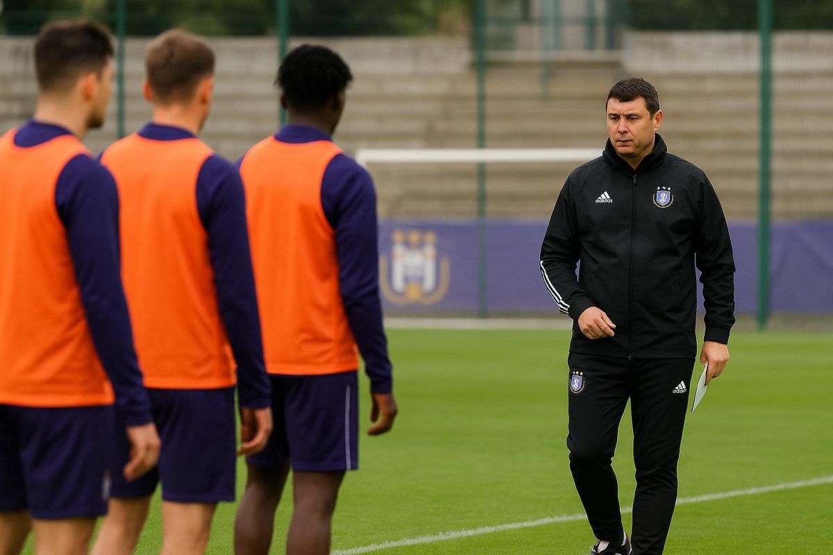 Jérémy Taravel bij Anderlecht met focus tijdens een trainingsmoment