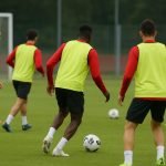 Spelers van Royal Antwerp FC op training richting het duel met OHL