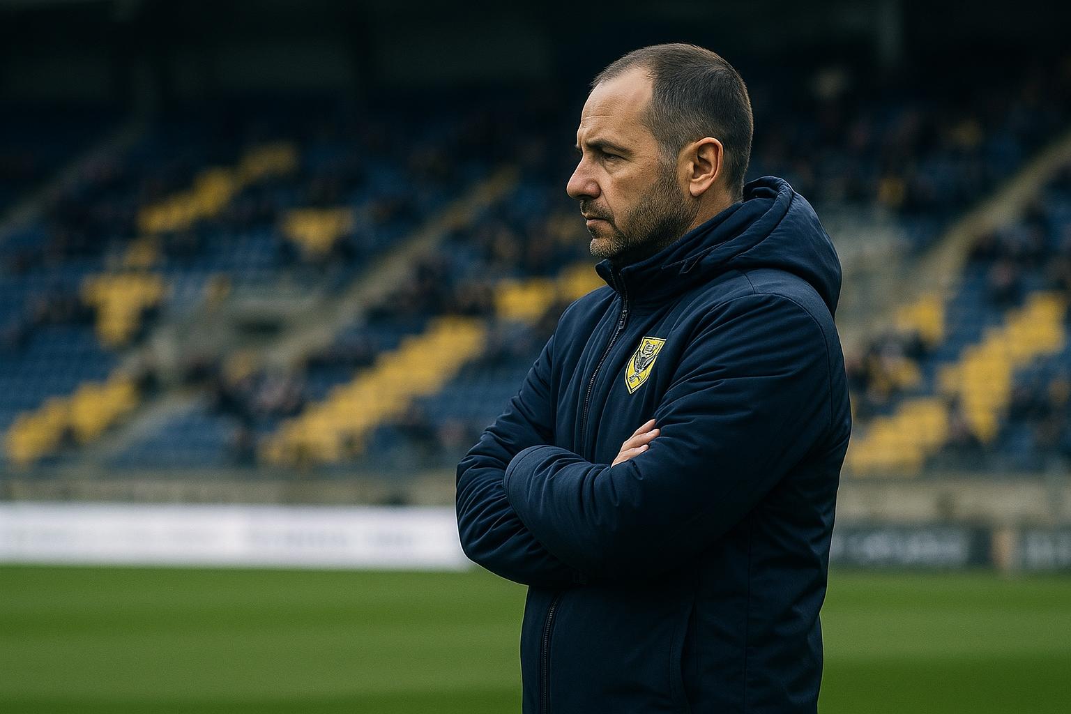 Wouter Vrancken als coach van STVV langs de zijlijn