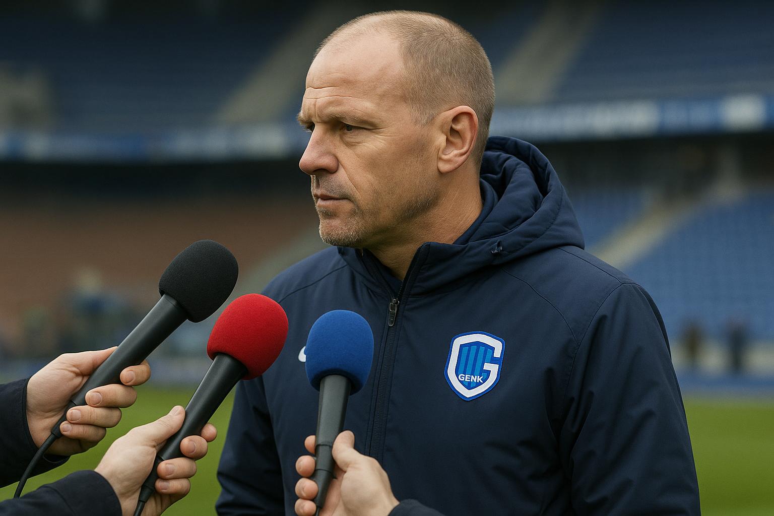 Nicky Hayen, trainer van KRC Genk, langs de zijlijn in aanloop naar de match tegen Westerlo