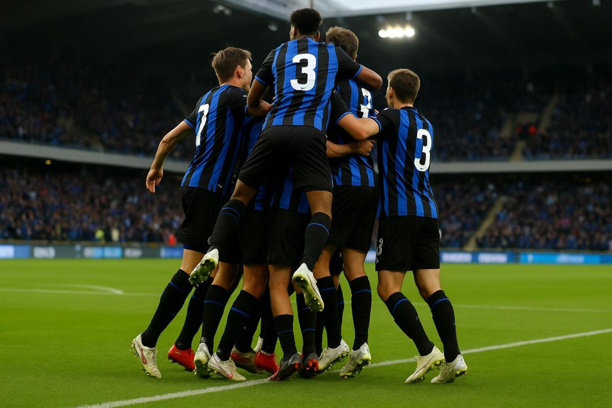 Spelers van Club NXT vieren na de kwalificatie voor de finale van de Youth League