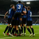 Spelers van Club NXT vieren na de kwalificatie voor de finale van de Youth League