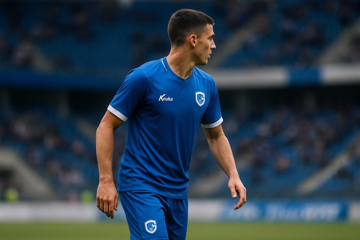 Zakaria El Ouahdi van KRC Genk in actie tijdens een wedstrijd
