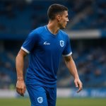 Zakaria El Ouahdi van KRC Genk in actie tijdens een wedstrijd