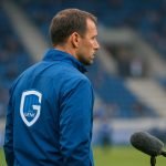 Nicky Hayen, coach van KRC Genk, langs de zijlijn in aanloop naar de Europe Play-offs