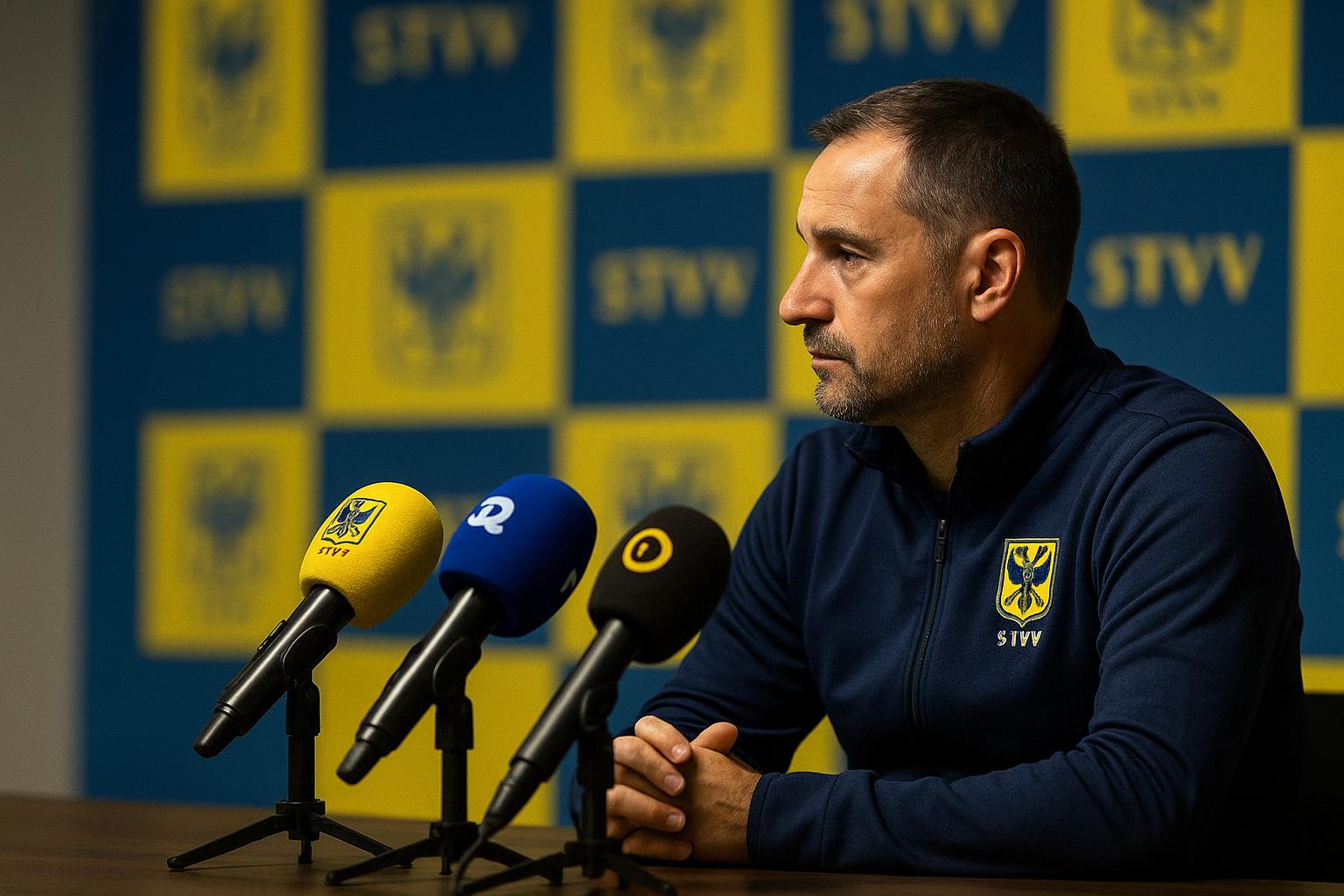 Wouter Vrancken tijdens een persmoment bij STVV
