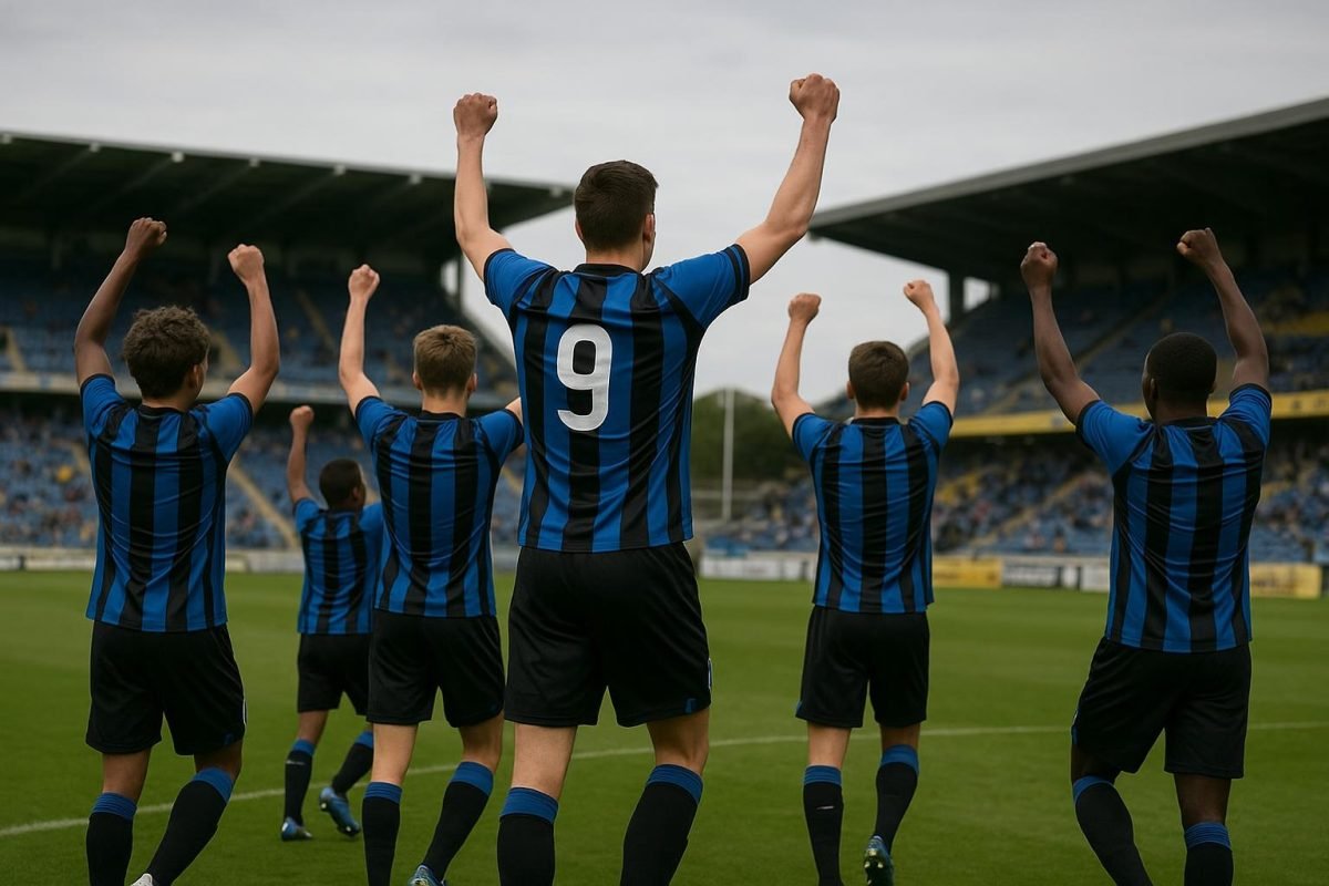 Club NXT viert na de overwinning tegen Benfica in de Youth League