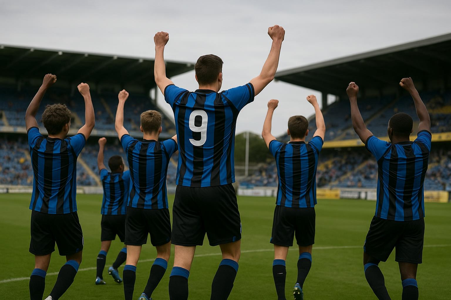 Club NXT viert na de overwinning tegen Benfica in de Youth League
