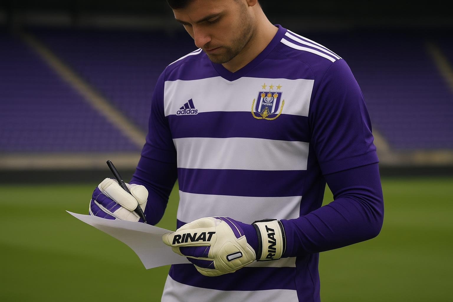 Colin Coosemans van RSC Anderlecht in een wedstrijdsituatie in het stadion