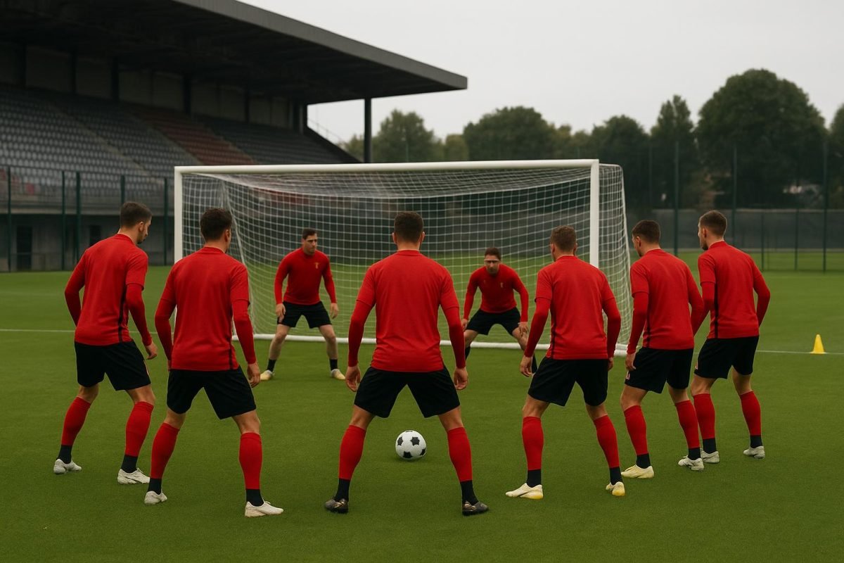 Rode Duivels werken op training aan defensieve organisatie bij stilstaande fases