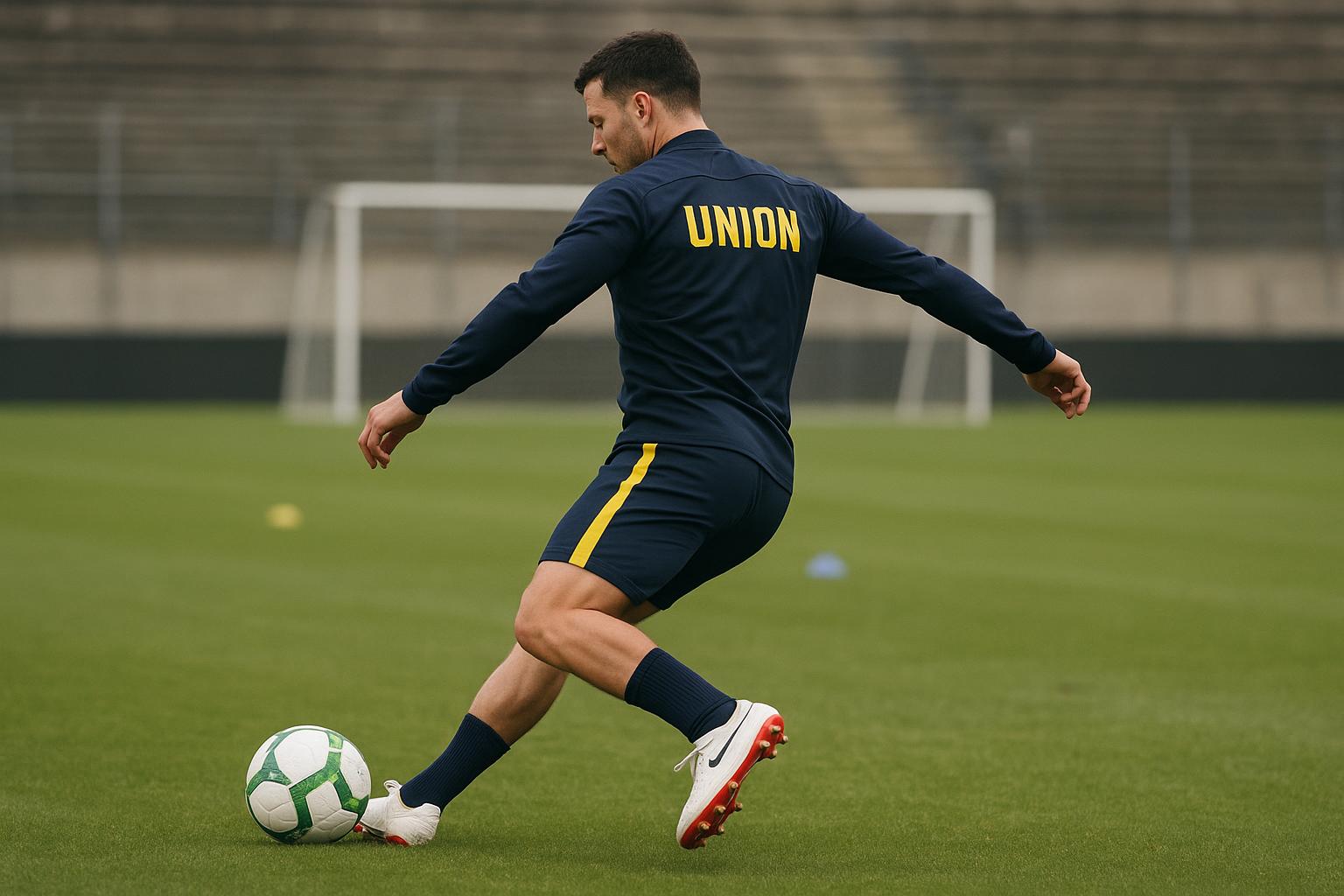 Anouar Ait El Hadj van Union Saint-Gilloise tijdens een trainingsmoment