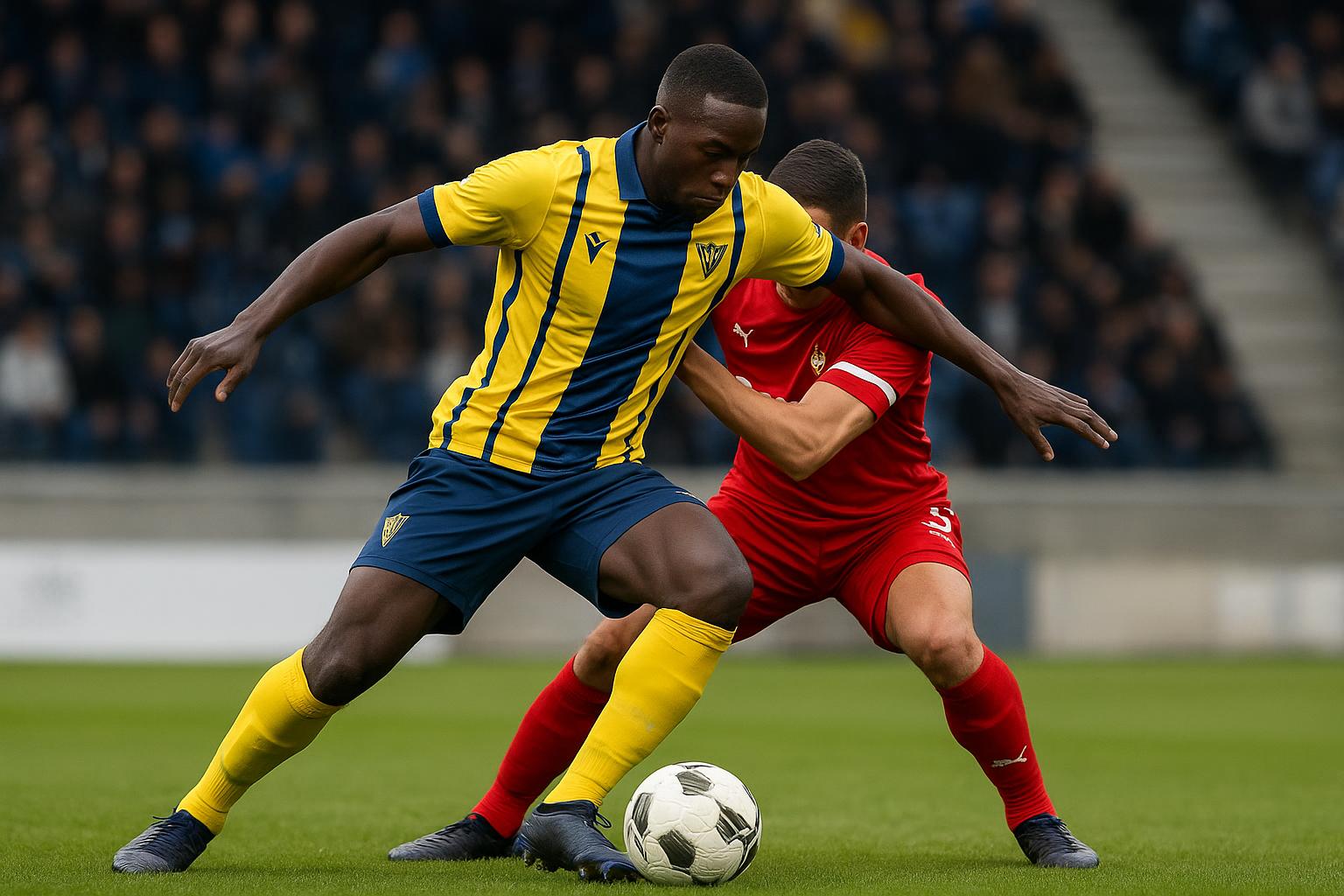 Actiefoto van Union SG-verdediger Kevin Mac Allister tijdens een wedstrijd
