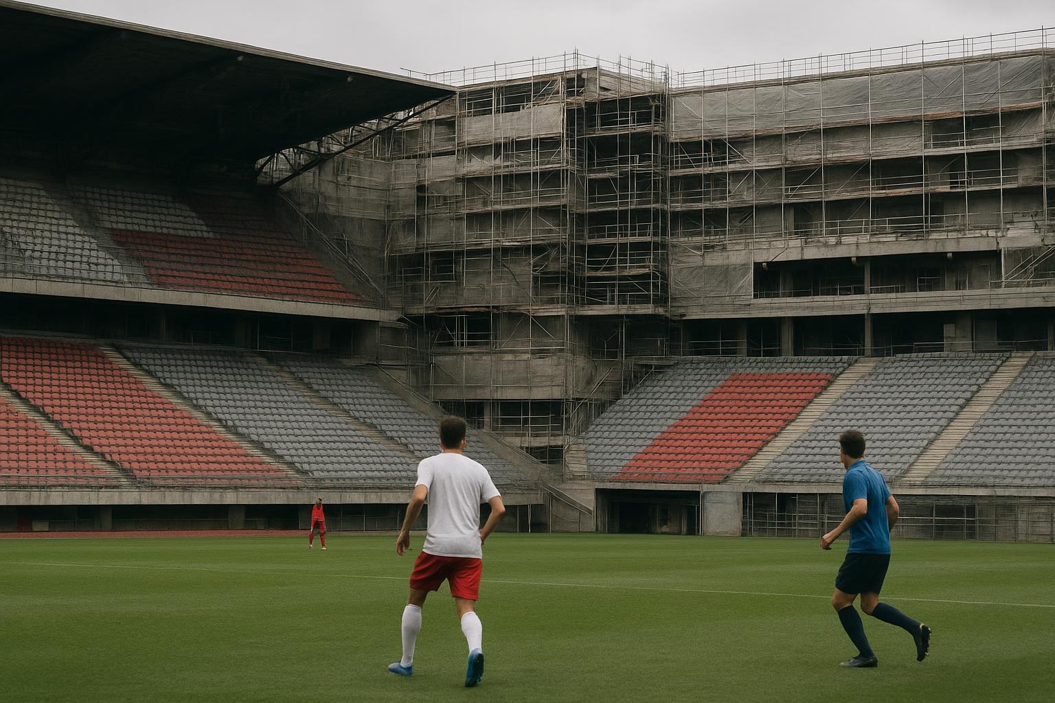 Zicht op een Italiaans stadion in renovatiecontext richting EK 2032