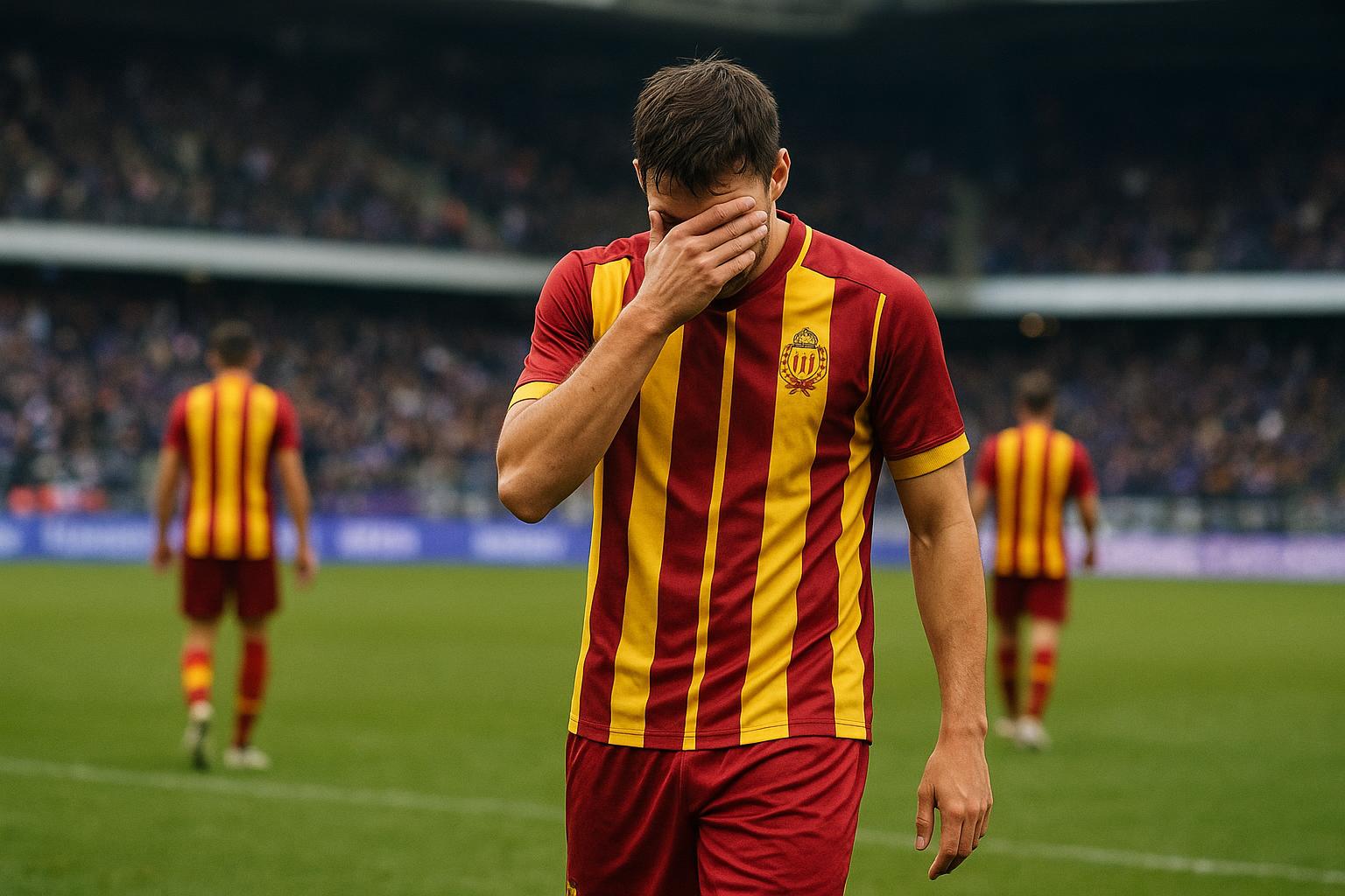 Myron van Brederode van KV Mechelen reageert na de match tegen Anderlecht